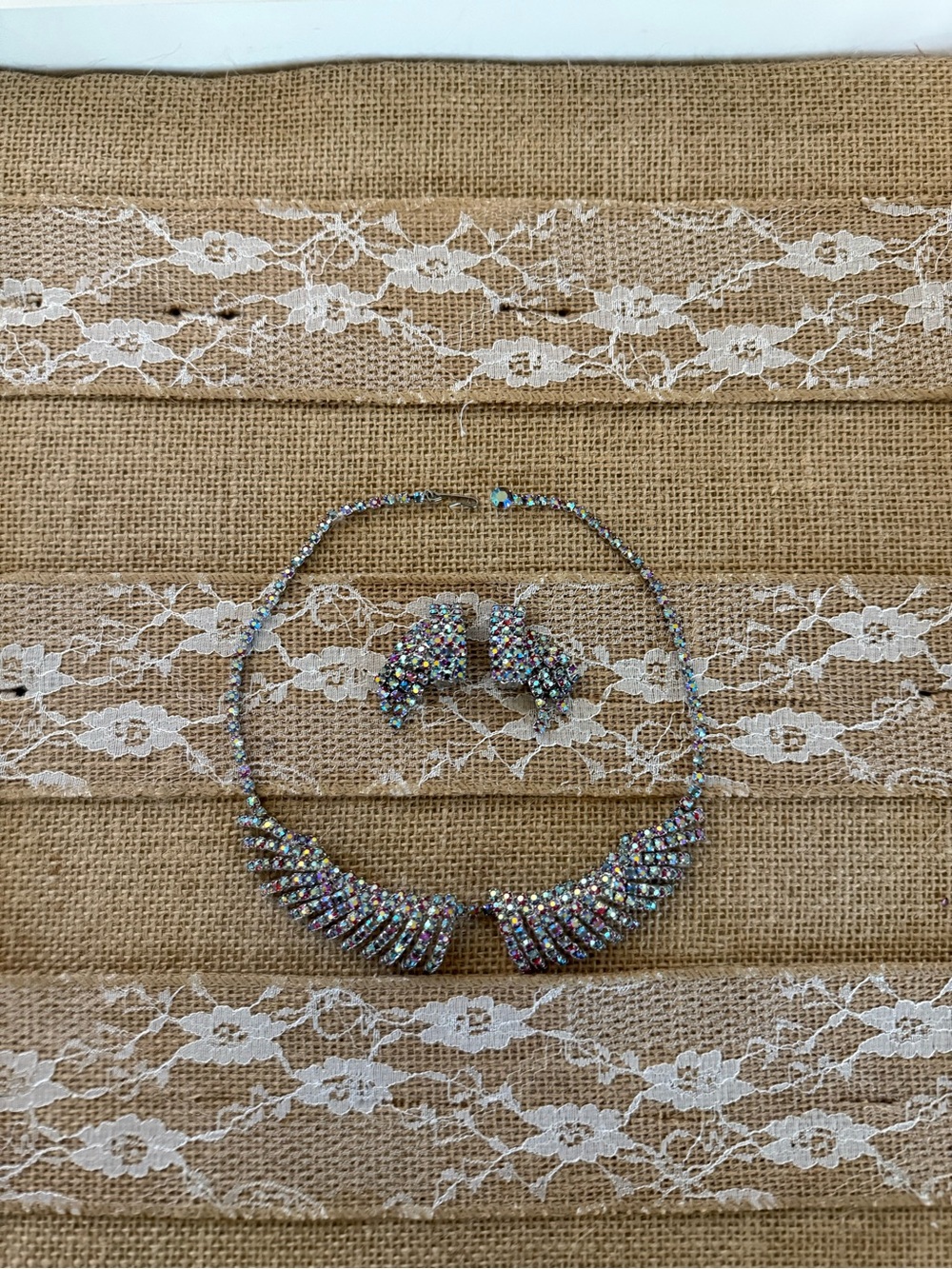 Crystal Statement Necklace and Earring Set - Multicolor